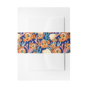 Bandeau De Faire-part Poisson clown Dessin animé mignon Famille Sous l'e