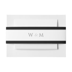 Bandeau De Faire-part Police d'argent monogramme Mariage noir blanc