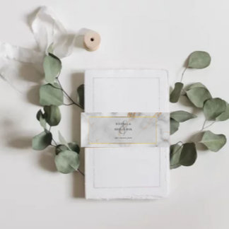 Bandeau De Faire-part Porte en marbre gris et or simple Élégant