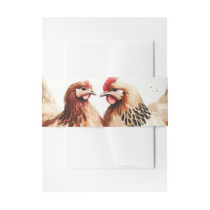 Bandeau De Faire-part Poules Brunes Aquarelle Mariage Champêtre 