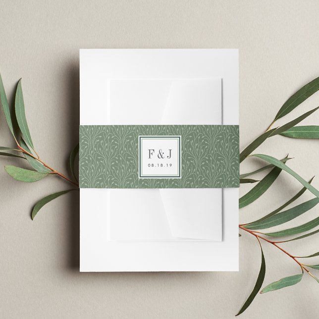 Bandeau De Faire-part prairie sauvage | Monogramme Motif de vignes (Créateur téléchargé)