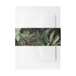 Bandeau De Faire-part Premium Black Gold Botanical Eucalyptus Green