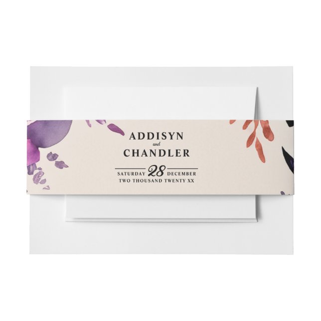Bandeau De Faire-part Purple enchanté + Mariage d'Halloween floral orang (Devant Example)
