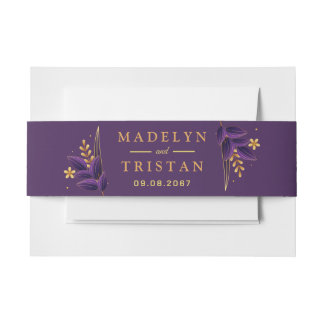 Bandeau De Faire-part Purple & Gold Aesthetics Floral Mariage Return Ajo