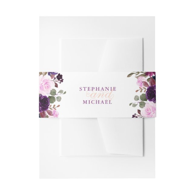 Bandeau De Faire-part Purple Lavender Floral Boho invitation bande ventr (Devant example)