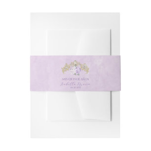 Bandeau De Faire-part Quinceañera en or violet