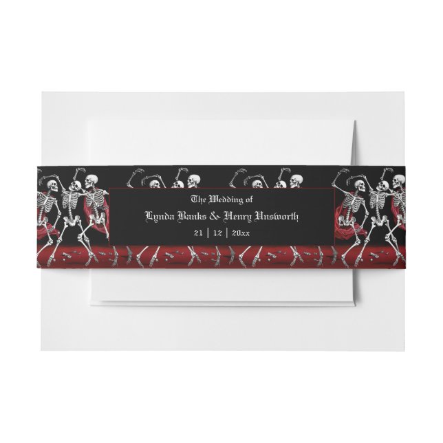 Bandeau De Faire-part Red Death Dancing Skeletons Mariage gothique (Devant Example)