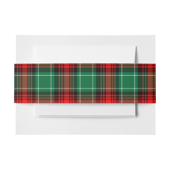 Bandeau De Faire-part Red Green Christmas Holiday Plaid Motif Band (Devant Example)