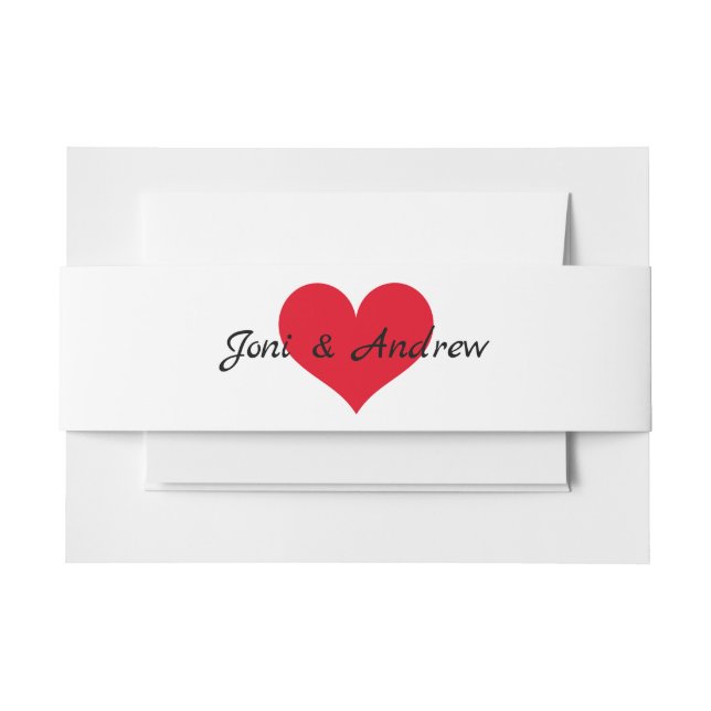 Bandeau De Faire-part Red Heart Monogram Invitation Bande de ventre (Devant Example)