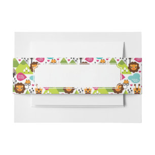 Bandeau De Faire-part rétro faune de lion de safari d'enfants