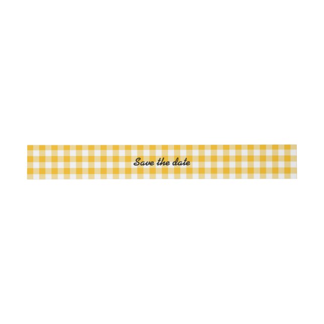 Bandeau De Faire-part Retro Golden En vichy Invitation Belly Bands (Plat)