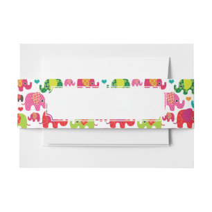 Bandeau De Faire-part rétro papier peint de motif d'enfants d'éléphan
