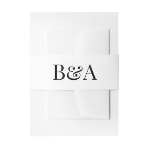 Bandeau De Faire-part romantique classique blanc noir monogramme mariage