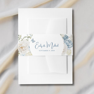 Bandeau De Faire-part Romantique Dusty Blue Welcome Floral Mariage