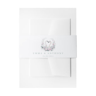 Bandeau De Faire-part Romantique vert Swan Couple Mariage