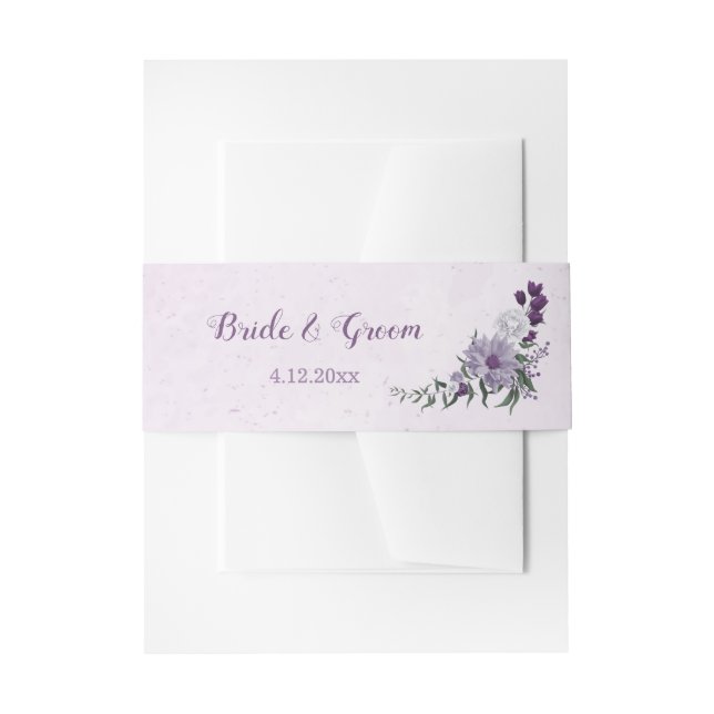 Bandeau De Faire-part Romantique violet fleurs blanches mariage (Devant example)