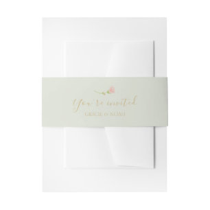 Bandeau De Faire-part Rose chic et Mariage de couple vert Mint