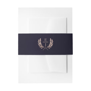 Bandeau De Faire-part Rose de la marine Monogramme d'or Invitations de m