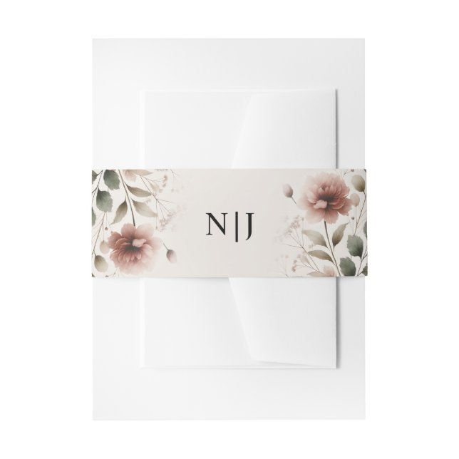 Bandeau De Faire-part Rose du désert Rose & Vert Floral Mariage (Devant example)