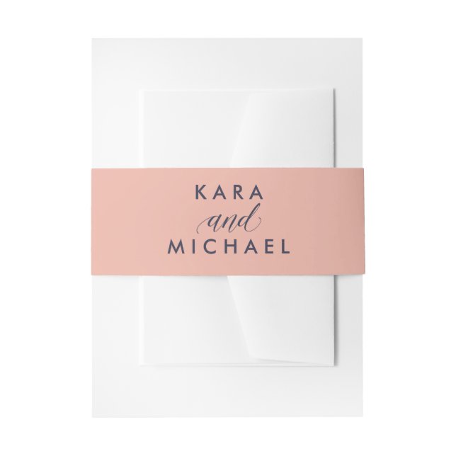 Bandeau De Faire-part Rose élégant avec Calligraphie Bleue Minuit (Devant example)