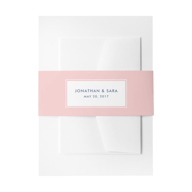 Bandeau De Faire-part Rose et denim bleus, mariage élégant (Devant example)