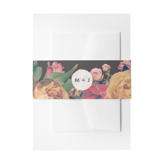 Bandeau De Faire-part Rose foncé Botanique Mariage pied (Devant example)