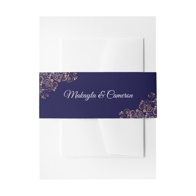 Bandeau De Faire-part Rose Gold Frills & Marine Elegant Wedding (Devant example)