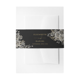 Bandeau De Faire-part Rose gothique Mariage noir et or