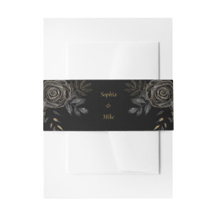 Bandeau De Faire-part Rose noir & or café Mariage gothique