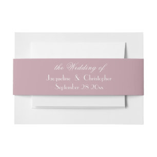 Bandeau De Faire-part Rose Poussiéreuse Mariage Simple Élégant Nom Date