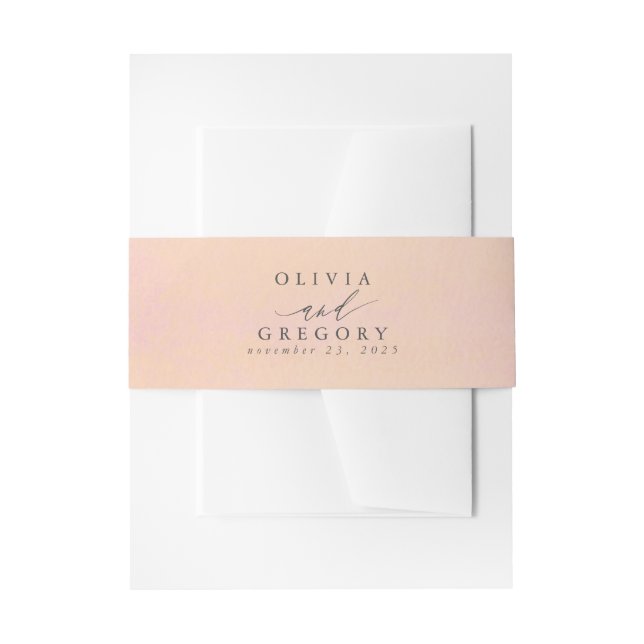 Bandeau De Faire-part Rose poussiéreux et pêche pâle nuances mariage élé (Devant example)