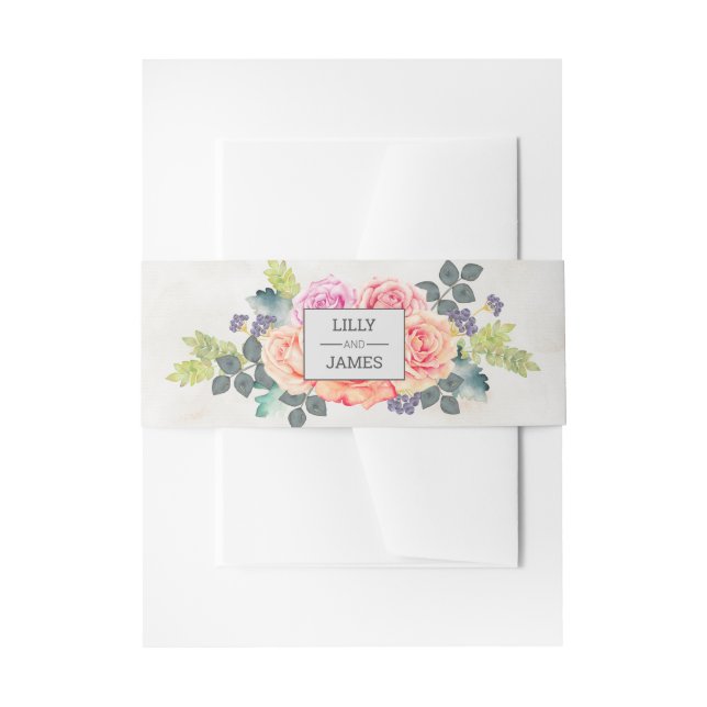 Bandeau De Faire-part Rose romantique rustique | (Devant example)