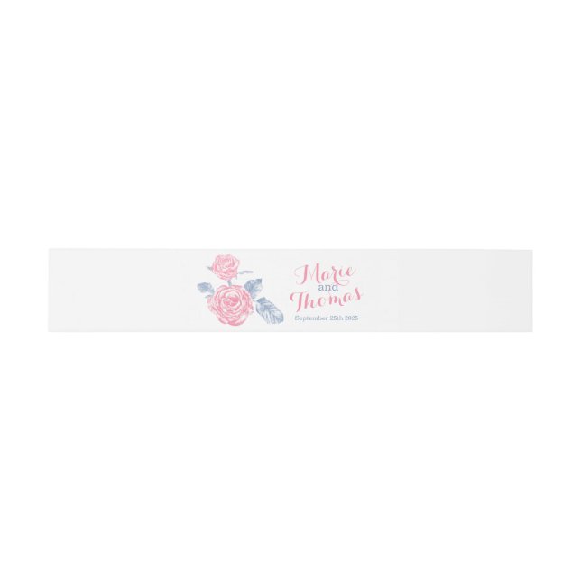 Bandeau De Faire-part Rose rose dessin mariage bande du ventre personnal (Plat)