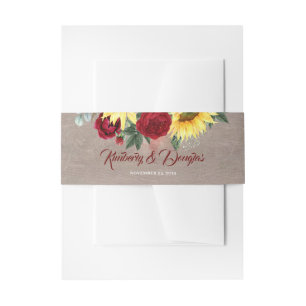 Bandeau De Faire-part Rose rouge et tournesol Mariage de automne rustiqu