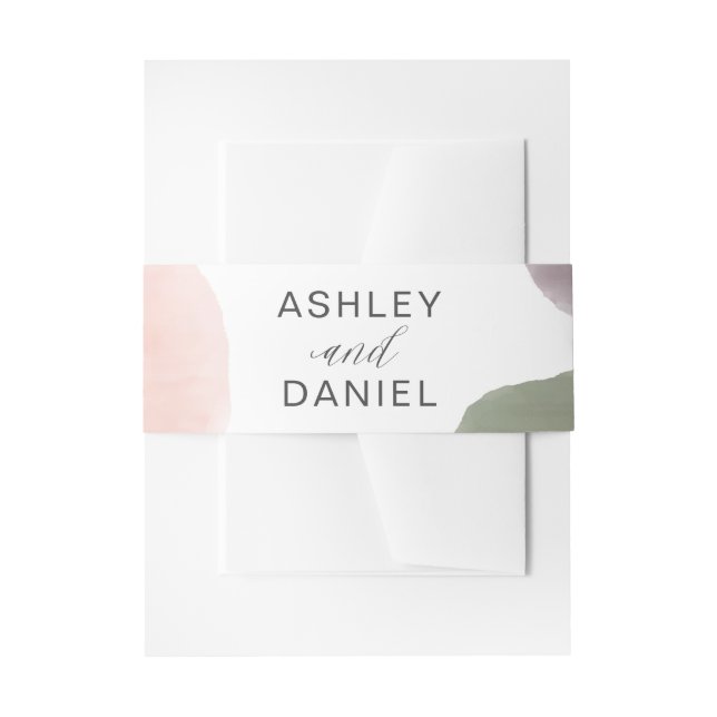 Bandeau De Faire-part Rose Sage & Graphe Aquarelle Cercle Mariage modern (Devant example)