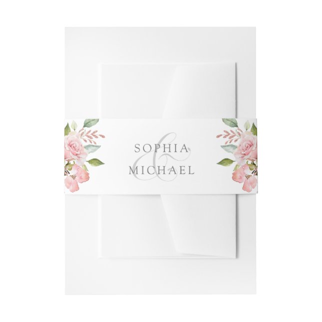 Bandeau De Faire-part Roses généreux | Fleurs roses sur Mariage blanc (Devant example)