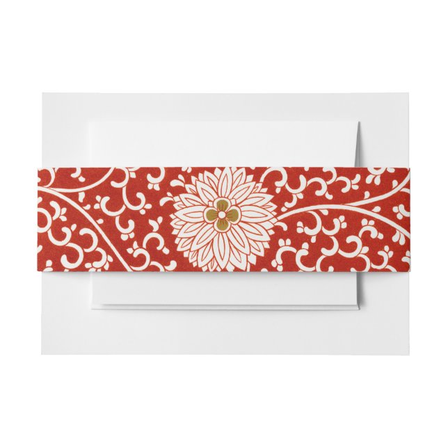 Bandeau De Faire-part Rouge Floral Vibrant Ornate Classé Motif (Devant Example)