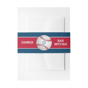 Bandeau De Faire-part Rouge, Marine, Blanc Baseball Bar Mitzvah