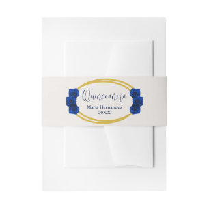 Bandeau De Faire-part Royal Blue et Gold Geometry Quinceañera