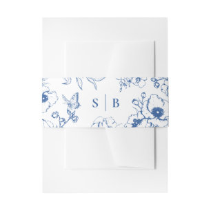 Bandeau De Faire-part Royal Blue Floral Garden Monogram Mariage