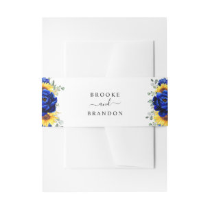 Bandeau De Faire-part Royal Blue Rustic Tournesol Moderne Floral Mariage