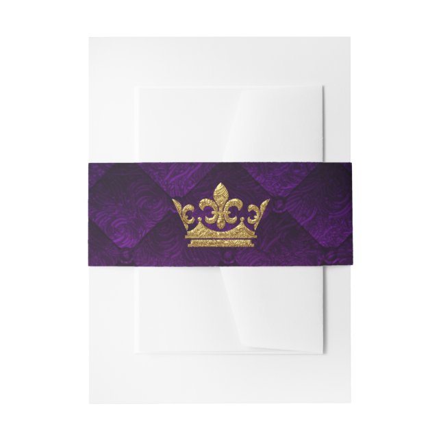 Bandeau De Faire-part Royal Purple & Gold Crown Storybook Mariage (Devant example)