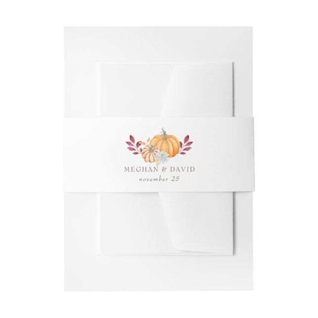 Bandeau De Faire-part Russe Aquarelle Citrouille orange Mariage de autom (Devant example)