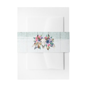 Bandeau De Faire-part Russe Floral Vache Crâne Boho Faire-part de mariag
