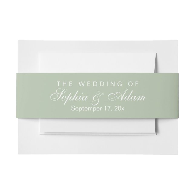 Bandeau De Faire-part Rustic Watercolor Green Détails du Mariage (Devant Example)