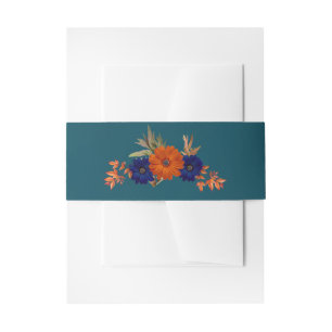 Bandeau De Faire-part Rustique Automne Orange Navy Bleu Floral Mariage