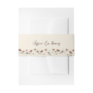 Bandeau De Faire-part Rustique Boho Chic Fleur sauvage Mariage de crème