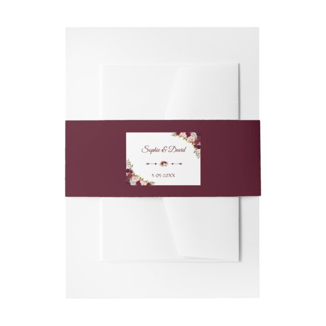 Bandeau De Faire-part Rustique Bourgogne Marsala Mariage de automne Flor (Devant example)