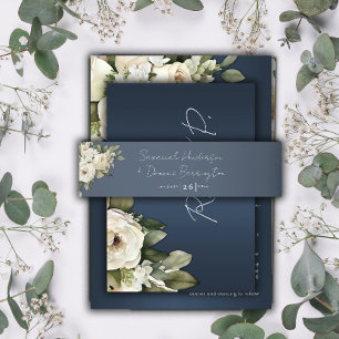 Bandeau De Faire-part Rustique Dusty Blue et Boho Rose Mariage