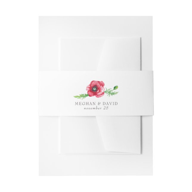 Bandeau De Faire-part Rustique Elegant Aquarelle Script Red Poppy Mariag (Devant example)